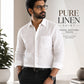 PURE LINEN WHITE FULL SLEEVE SHIRT - 6026 MEN WHITE SHIRT
