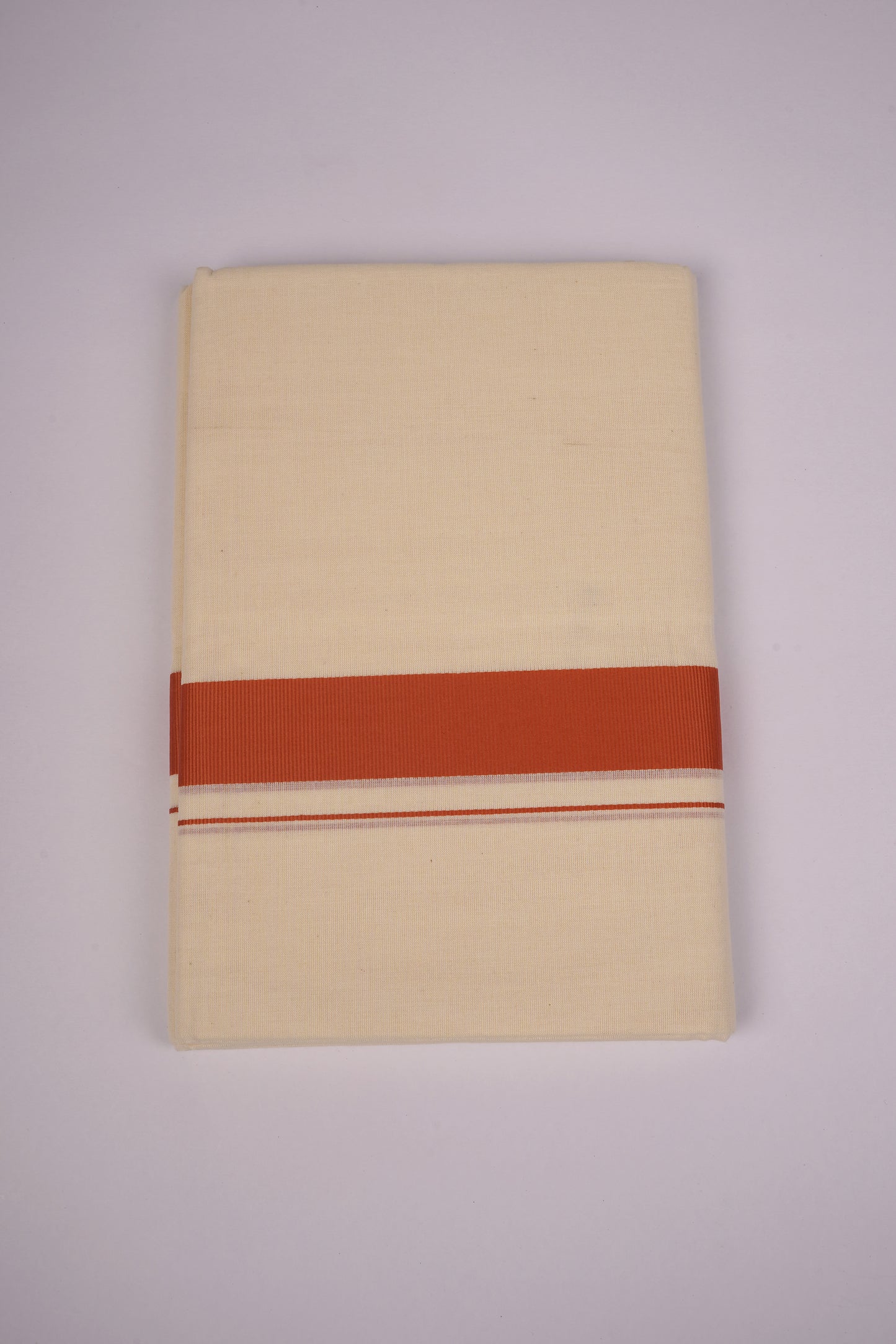 FD-08C CREAM DOUBLE DHOTI  3.80 MTR-Dark Orange