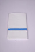 Mens Cotton Blend White Dhoti Single Small  Border 2.00 m|HS-04 DODGER BLUE