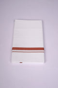 Mens Cotton Blend White Dhoti Single Small  Border 2.00 m|HS-17 MAROON