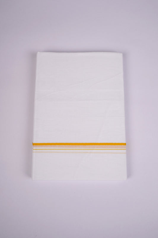 SD-10 WHITE DOUBLE DHOTI  3.80 MTR - yellow