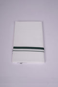 Mens Cotton Blend White Dhoti Single Small  Border 2.00 m|HS-17 PEACOCK GREEN