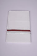 Mens Cotton Blend White Dhoti Single Small  Border 2.00 m|HS-04 MAROON