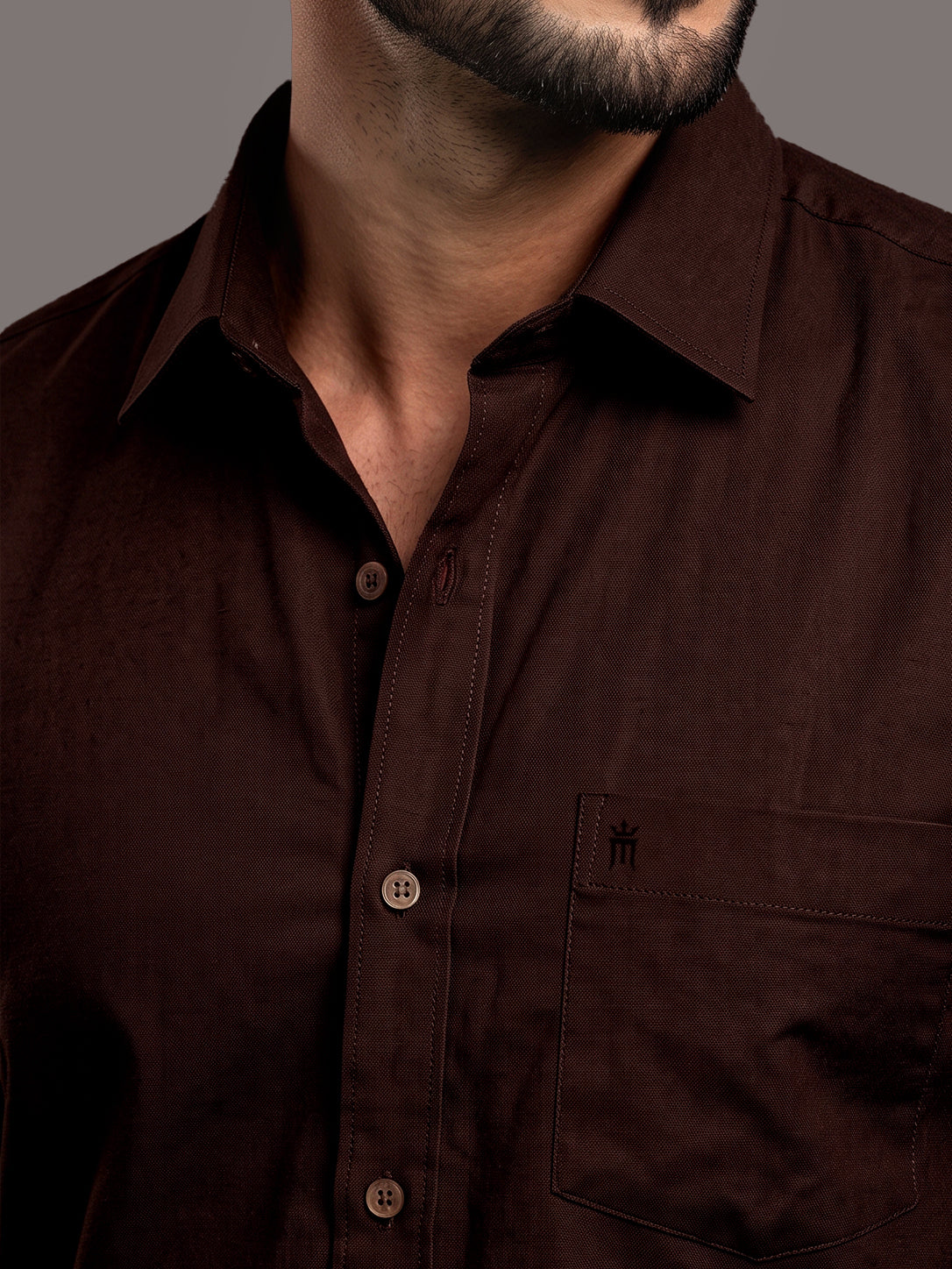 Stain Free Full Sleeve Formal Brown Shirt For Men-68006