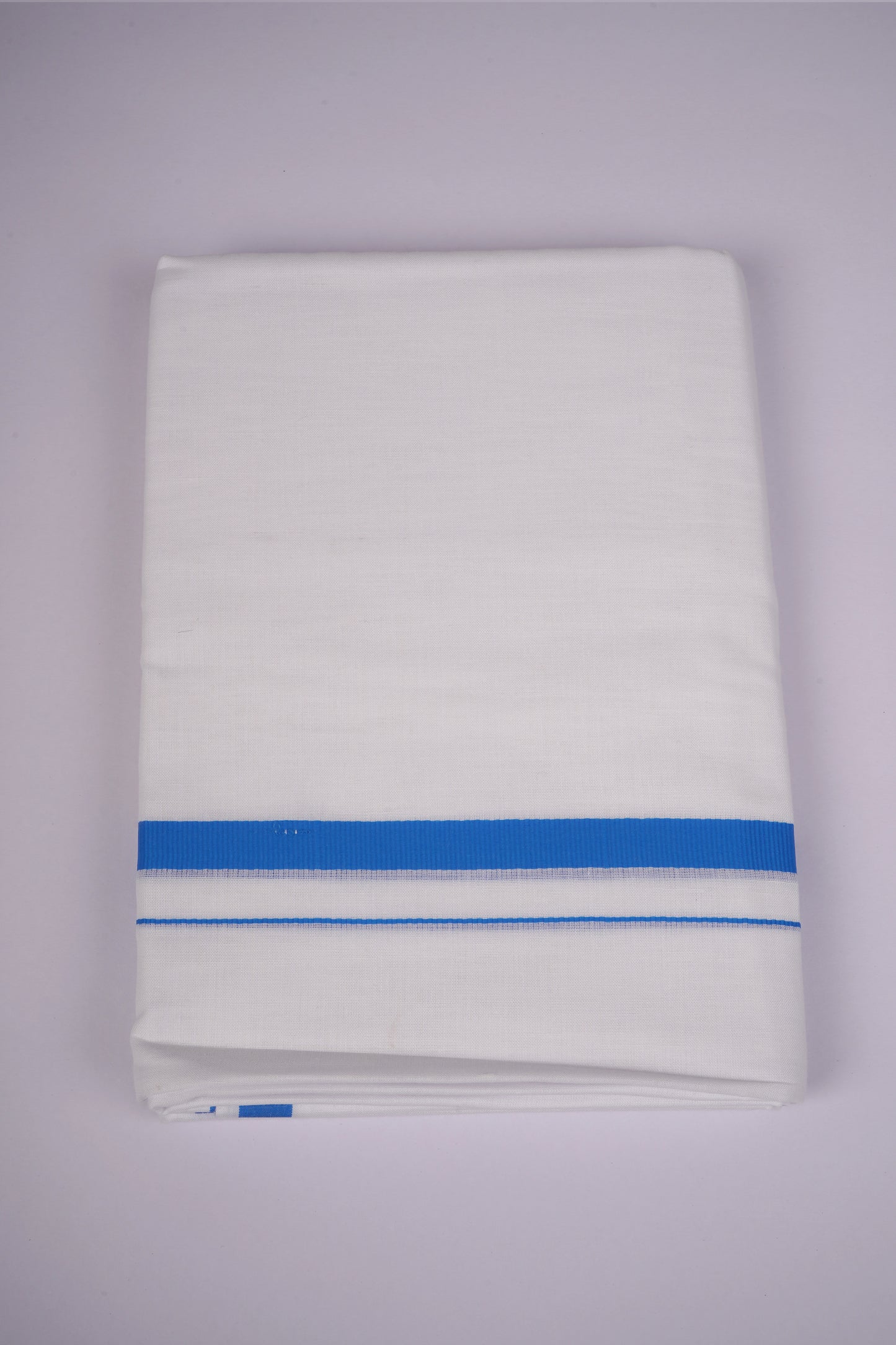 HD-32 WHITE DOUBLE DHOTI  3.70 MTR - Blue
