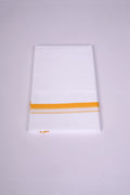 Mens White Single Dhoti Pure Cotton - 2.00M | HS-20 - Yellow