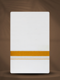 Mens White Single Dhoti Cotton with Gold Jari Border - 2.50M | 250 GLS-01