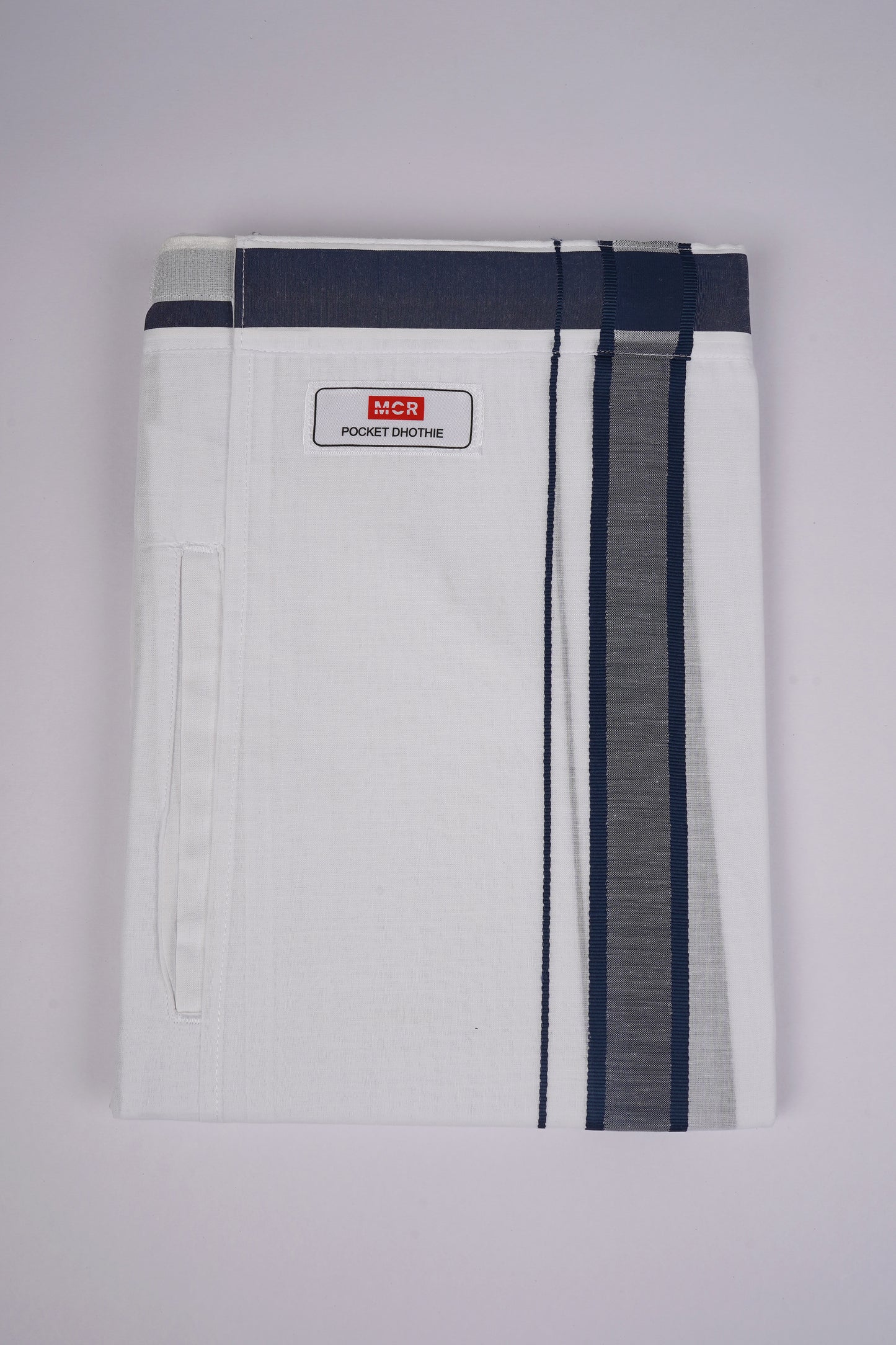 PKT FD-02 VELCRO WHITE DOUBLE DHOTI - Blue
