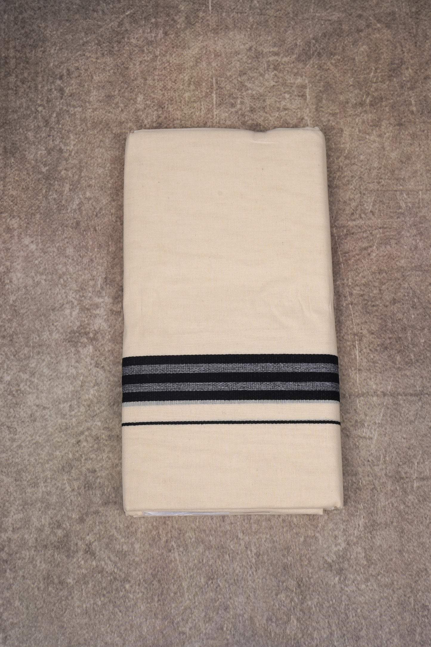 FCD-360C CREAM DOUBLE DHOTHIE 3.80 MTR - Black