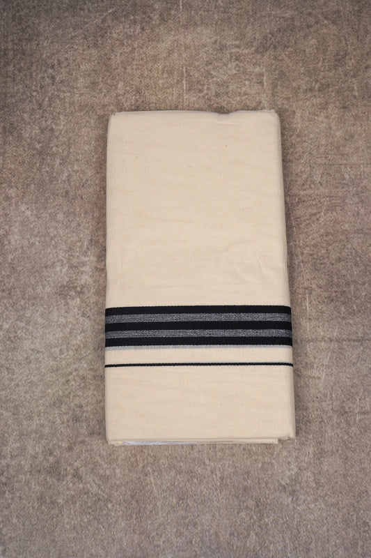 FCD-360C CREAM DOUBLE DHOTHIE 3.80 MTR - Black