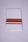 Pure  Cotton White Dhoti Single Fancy Border 2.00 m|FS-100 RED