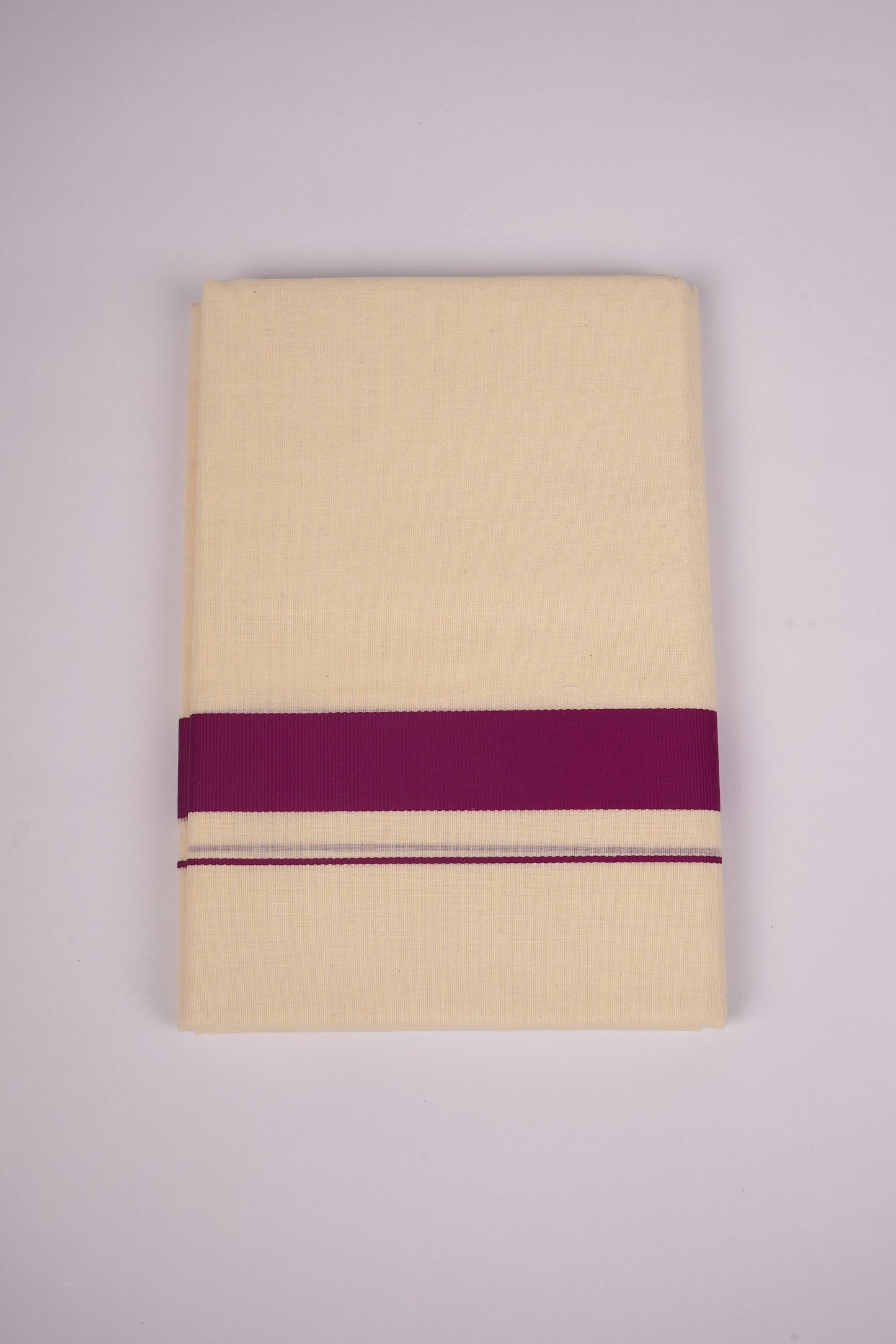 FD-08C CREAM DOUBLE DHOTI  3.80 MTR-Dark violet