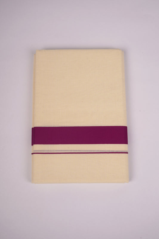 FD-08C CREAM DOUBLE DHOTHIE 3.80 MTR-Dark violet