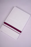 HD-28 WHITE DOUBLE DHOTI  3.80 MTR - violet