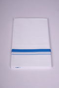 Mens White Single Dhoti Pure Cotton - 2.00M | HS-20 - Blue
