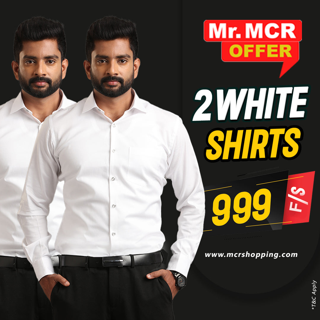 Mr. MCR Offer Combo White Shirt (Buy 1 get 1 free)