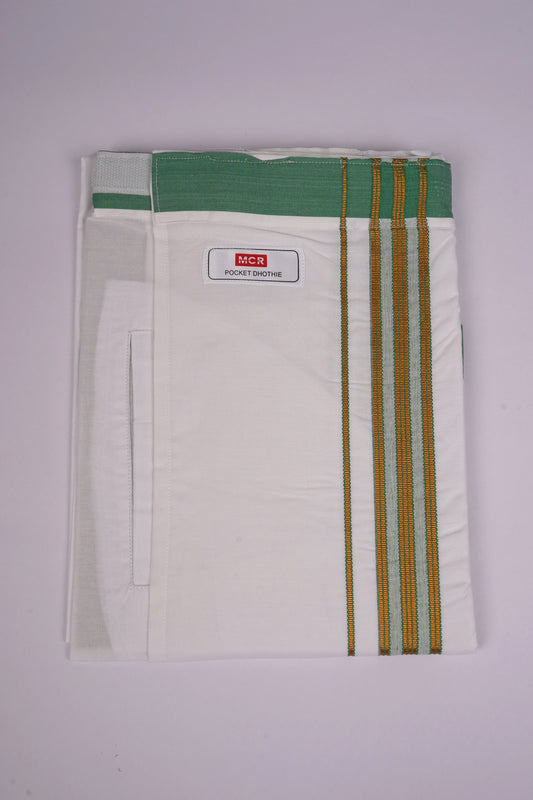 PKT FS-01 VELCRO WHITE SINGLE DHOTI - Green