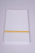 Mens White Single Dhoti Pure Cotton with Small Border - 2.00M | SS-09 - Yellow