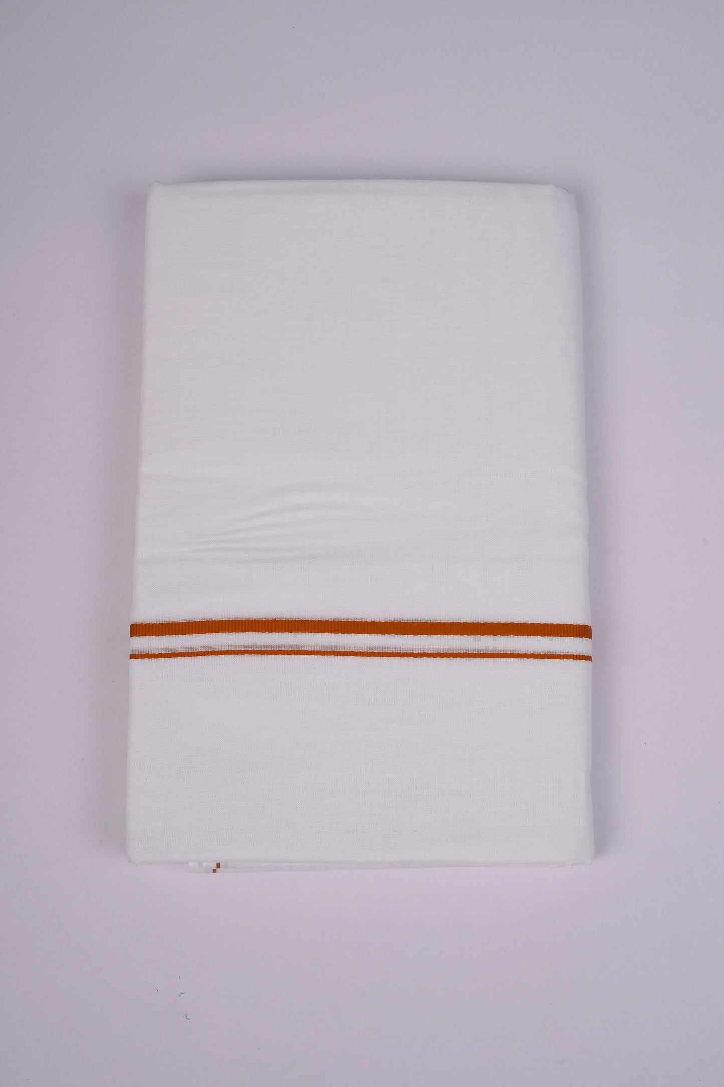SD-18 WHITE DOUBLE DHOTI  3.70 MTR - Orange