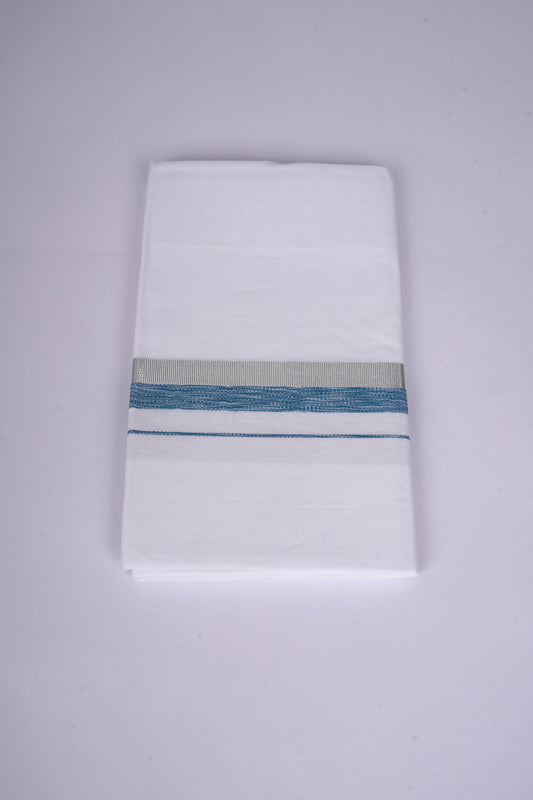 FS-124 W/S DHOTI  1.90 MTR - Silver Ajantha Blue