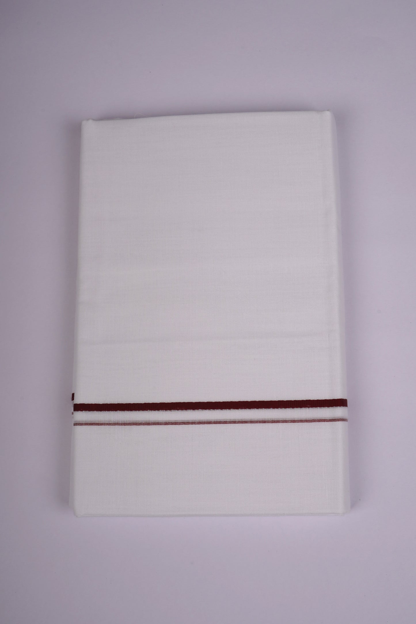 SD-03 WHITE DOUBLE DHOTI  3.80 MTR - maroon