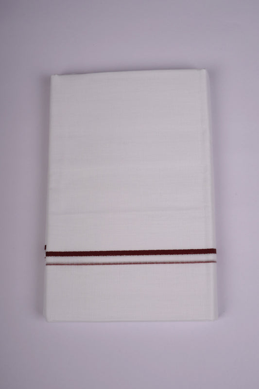 SD-03 WHITE DOUBLE DHOTI  3.80 MTR - maroon
