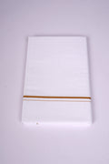 Mens White Single Dhoti Cotton Blend with Small Border - 2.00M | SS-25 - Brown