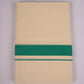 FD-08C CREAM DOUBLE DHOTHIE 3.80 MTR-Dark Green