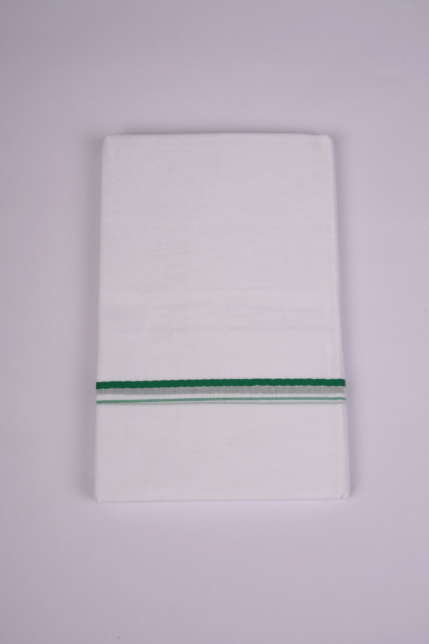 SD-14 WHITE DOUBLE DHOTI 3.80 MTR - Green