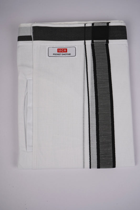PKT FD-02 VELCRO WHITE DOUBLE DHOTI - Gray