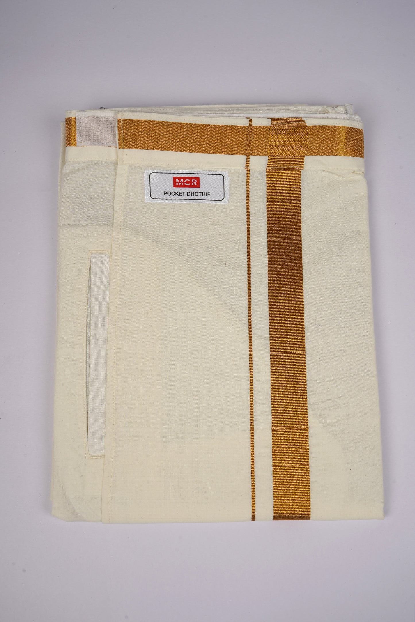 PKT GLS-02C VELCRO CREAM SINGLE DHOTI