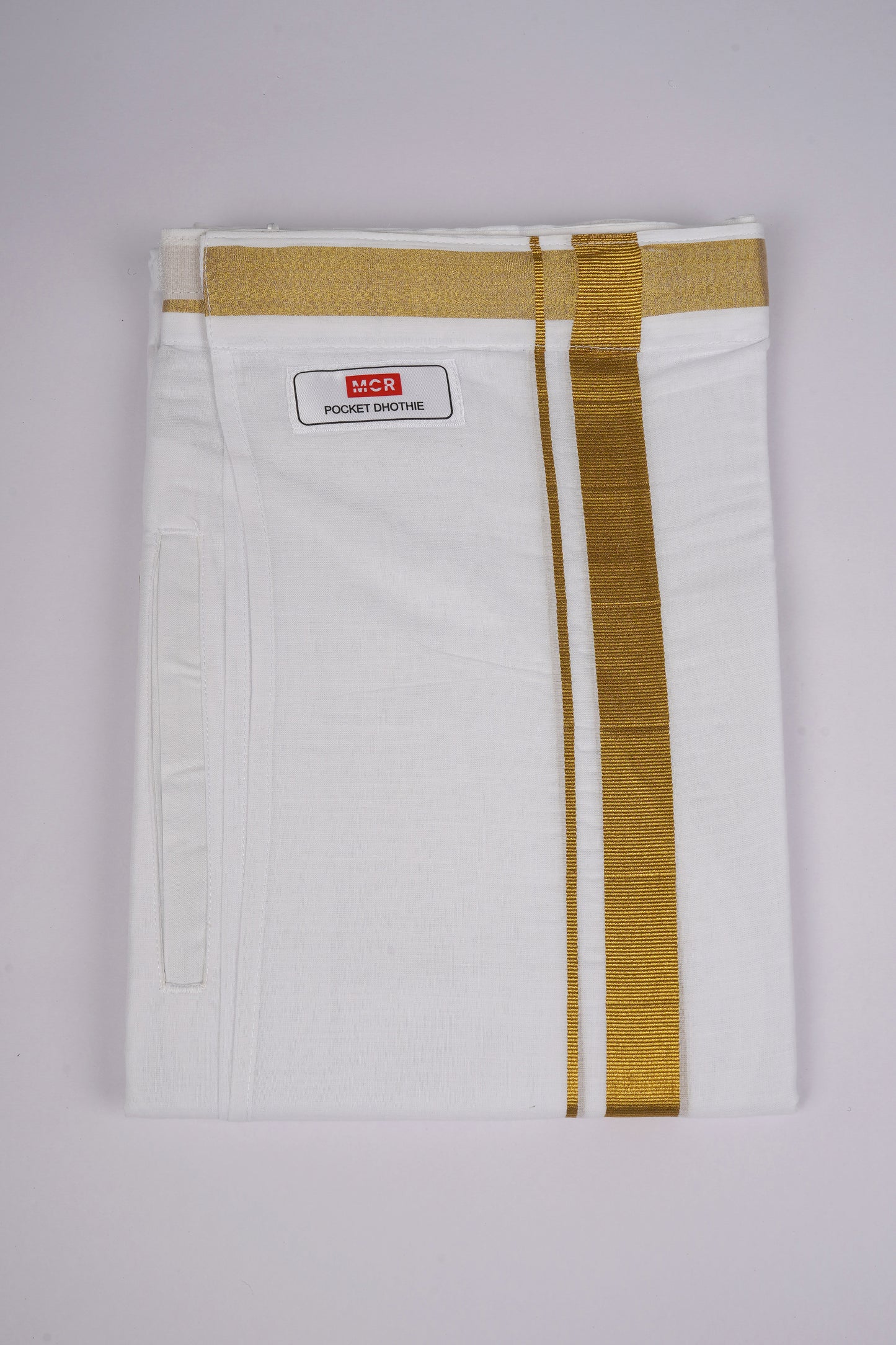 PKT GLD-01 VELCRO WHITE DOUBLE DHOTI