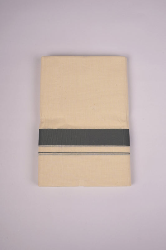 FD-08C CREAM DOUBLE DHOTHIE 3.80 MTR-Light Green