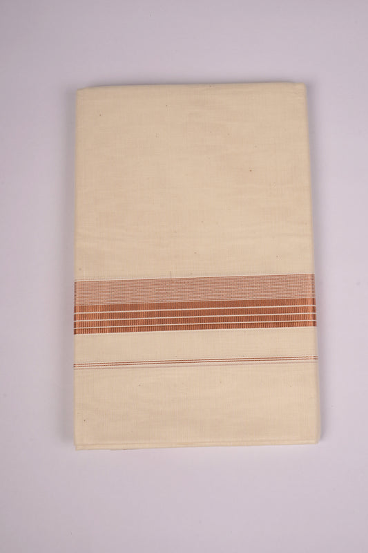 COPPER-04C CREAM DOUBLE DHOTHIE 4.00 MTR