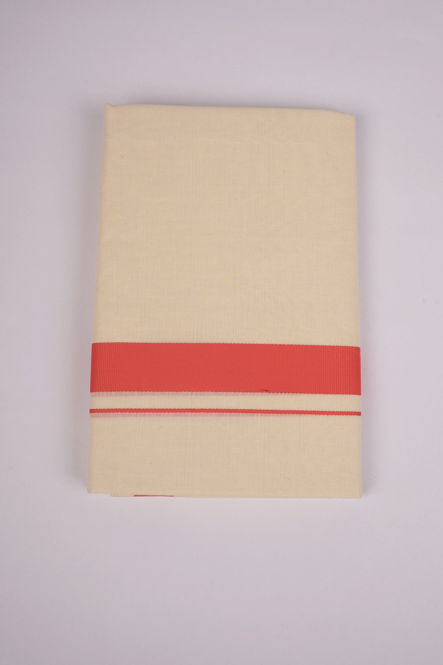 FD-08C CREAM DOUBLE DHOTHIE 3.80 MTR-Ramar Orange