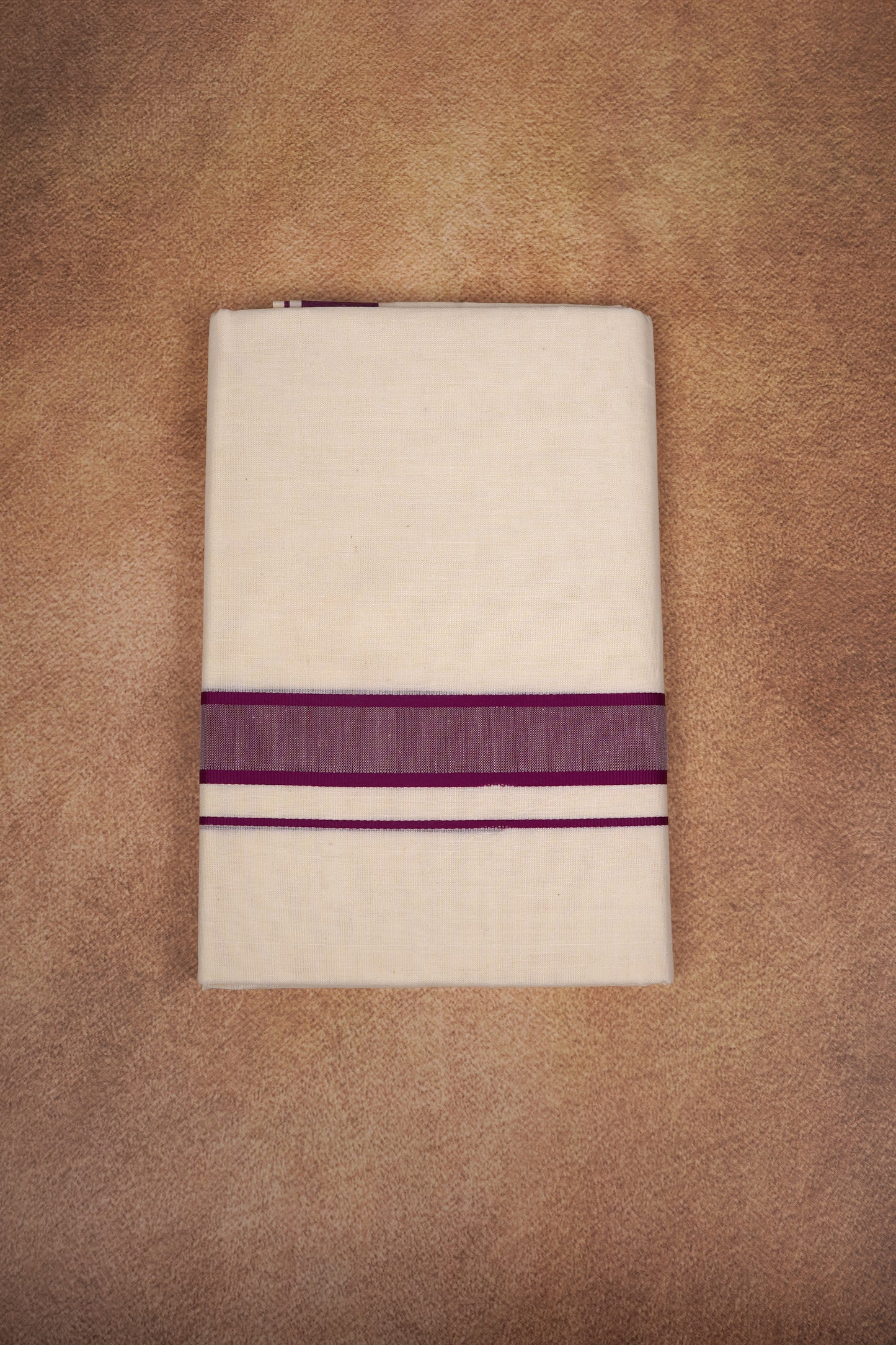 FD-174C CREAM DOUBLE DHOTHIE 3.80 MTR - Dark Pink