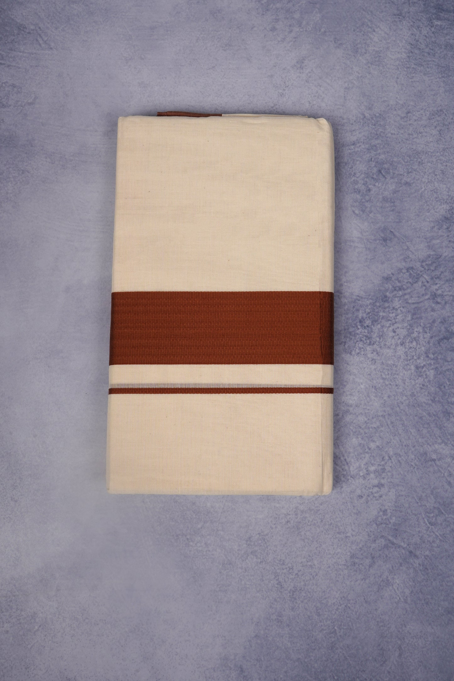 FCD-77C CREAM DOUBLE DHOTI  4.00 MTR-Brown