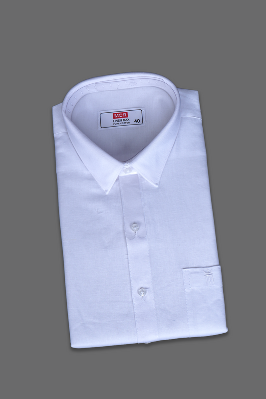 MCR LINEN MAX Half Sleeve Formal White Shirt For Men