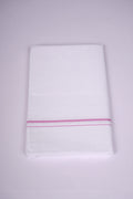 Mens White Single Dhoti Cotton Blend with Small Border - 2.00M | SS-25 - Pink