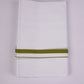HD-24 WHITE DOUBLE DHOTI  3.80 MTR - Green