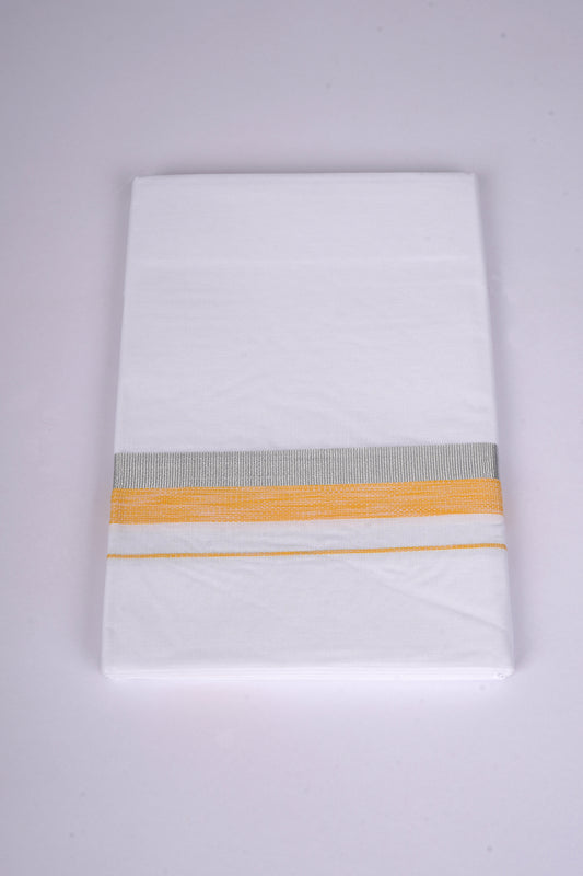 FS-124 W/S DHOTI  1.90 MTR - Silver Yellow