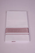 Mens White Single Dhoti Cotton Blend with Rose Jari Border - 2.00M | RGS-01