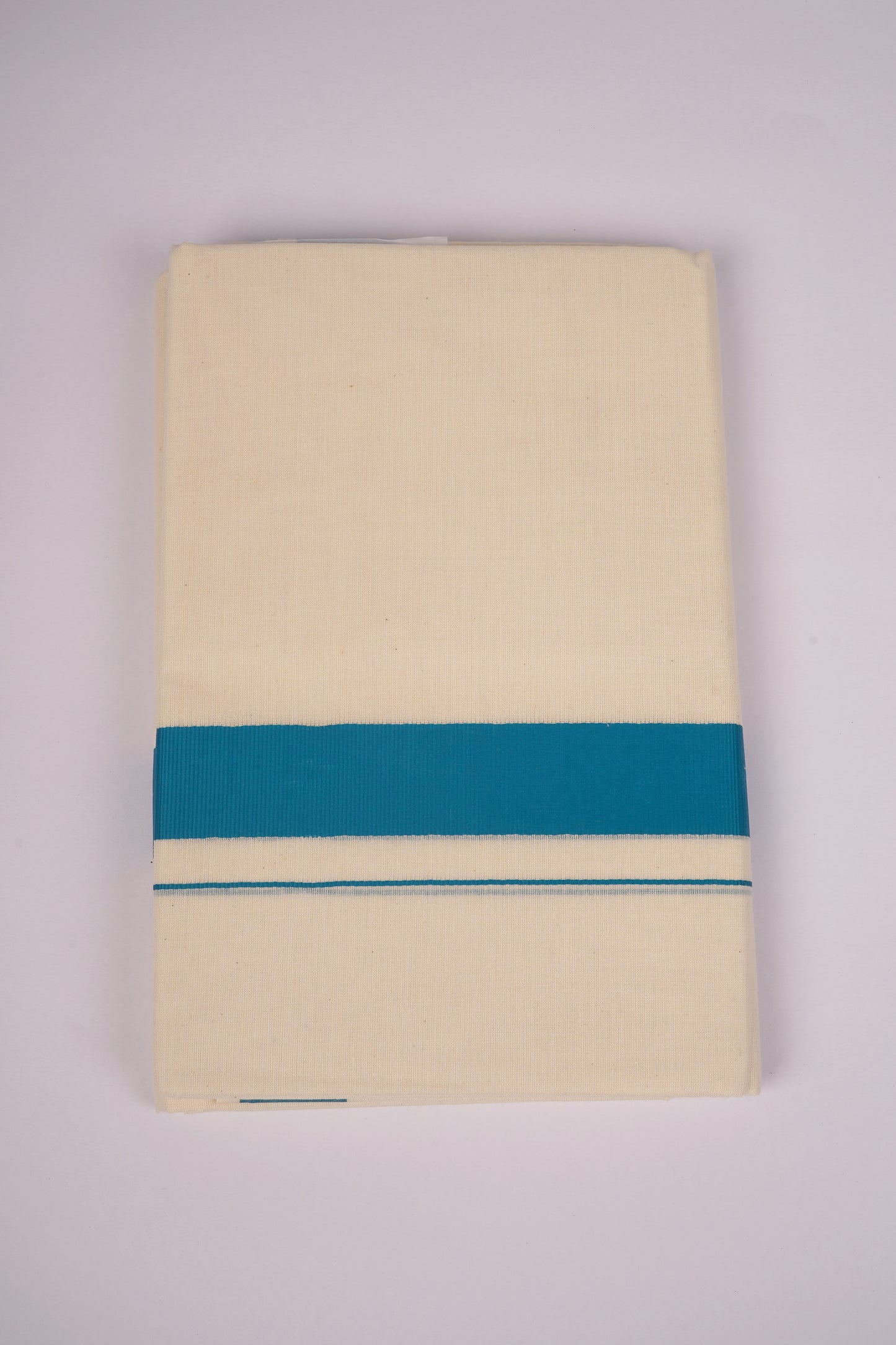 FD-08C CREAM DOUBLE DHOTHIE 3.80 MTR-Light Green