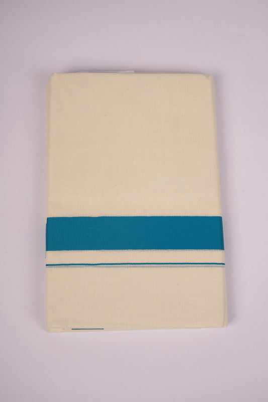 FD-08C CREAM DOUBLE DHOTHIE 3.80 MTR-Light Green