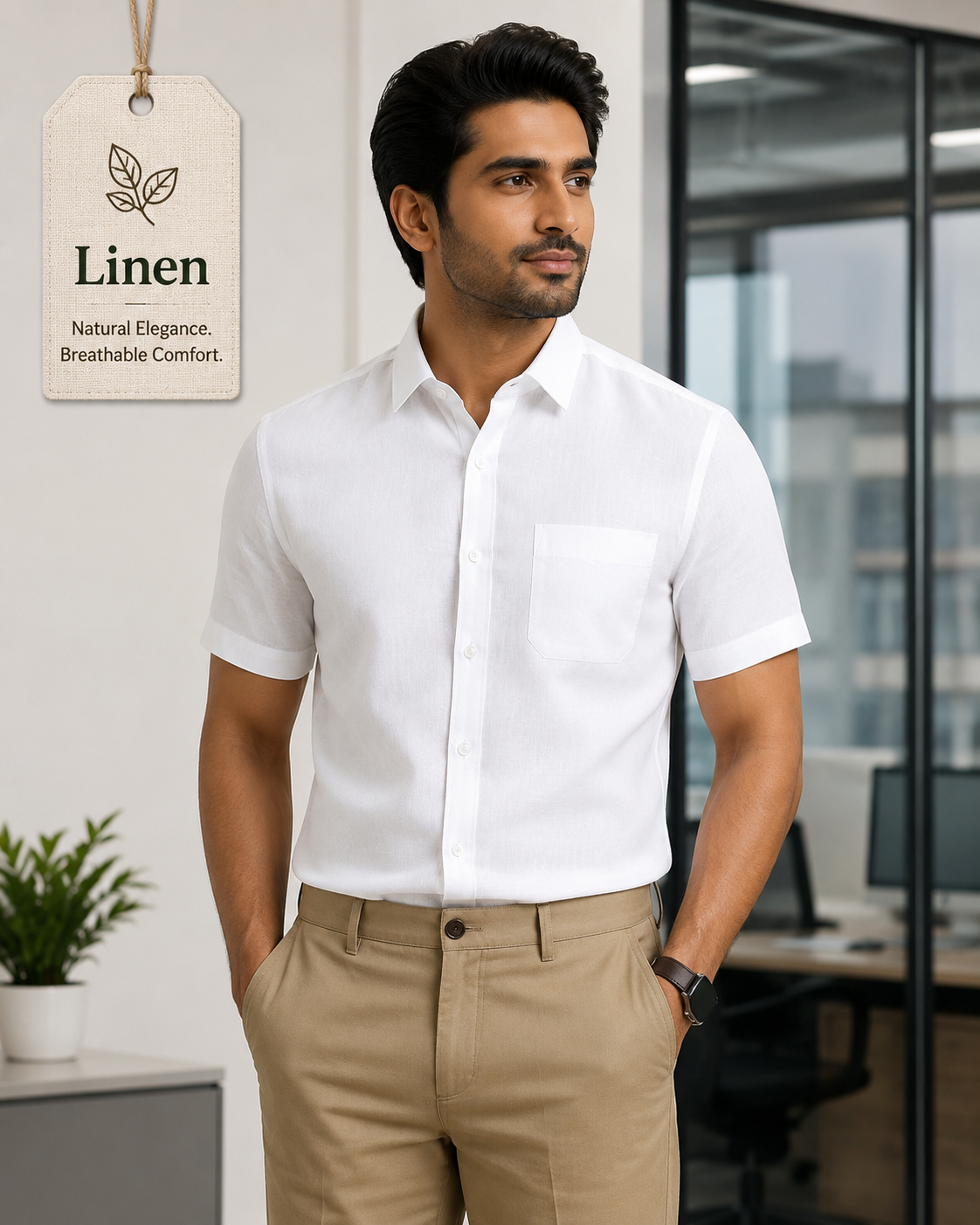 Linen Max Formal White Shirt For Men