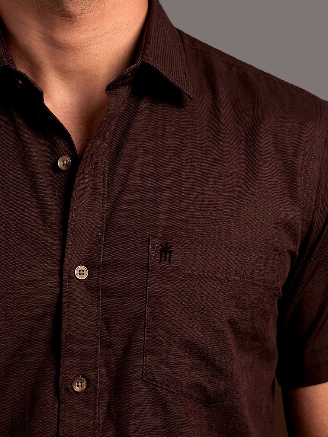 Stain Free Half Sleeve Formal Brown Color Shirt For Men-68006