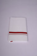 Mens Cotton Blend White Dhoti Single Small  Border 2.00 m|HS-05 RED