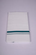 Mens Cotton Blend White Dhoti Single Small  Border 2.00 m|HS-17 FOREST GREEN