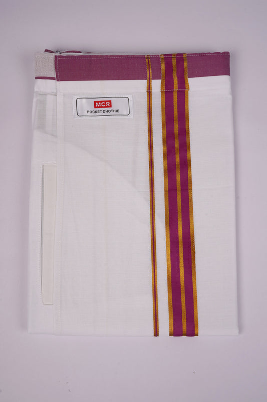 PKT FS-01 VELCRO WHITE SINGLE DHOTI - Dark Pink