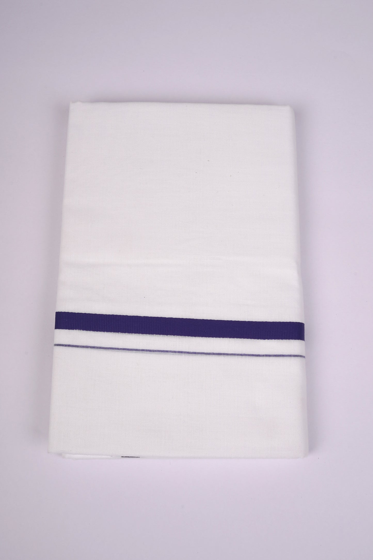 HD-17 WHITE DOUBLE DHOTI  3.80 MTR - Blue
